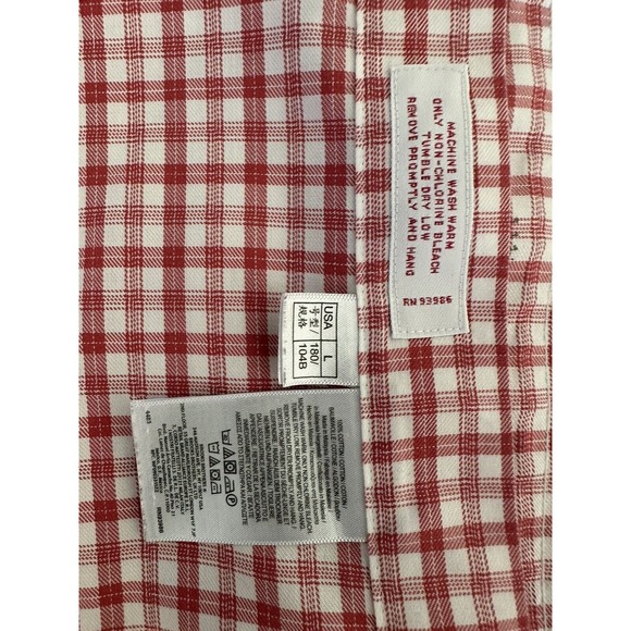 Brooks Brothers 346 Men Size LR Red White Check Regular Fit Long Sleeve Shirt - Picture 4 of 11